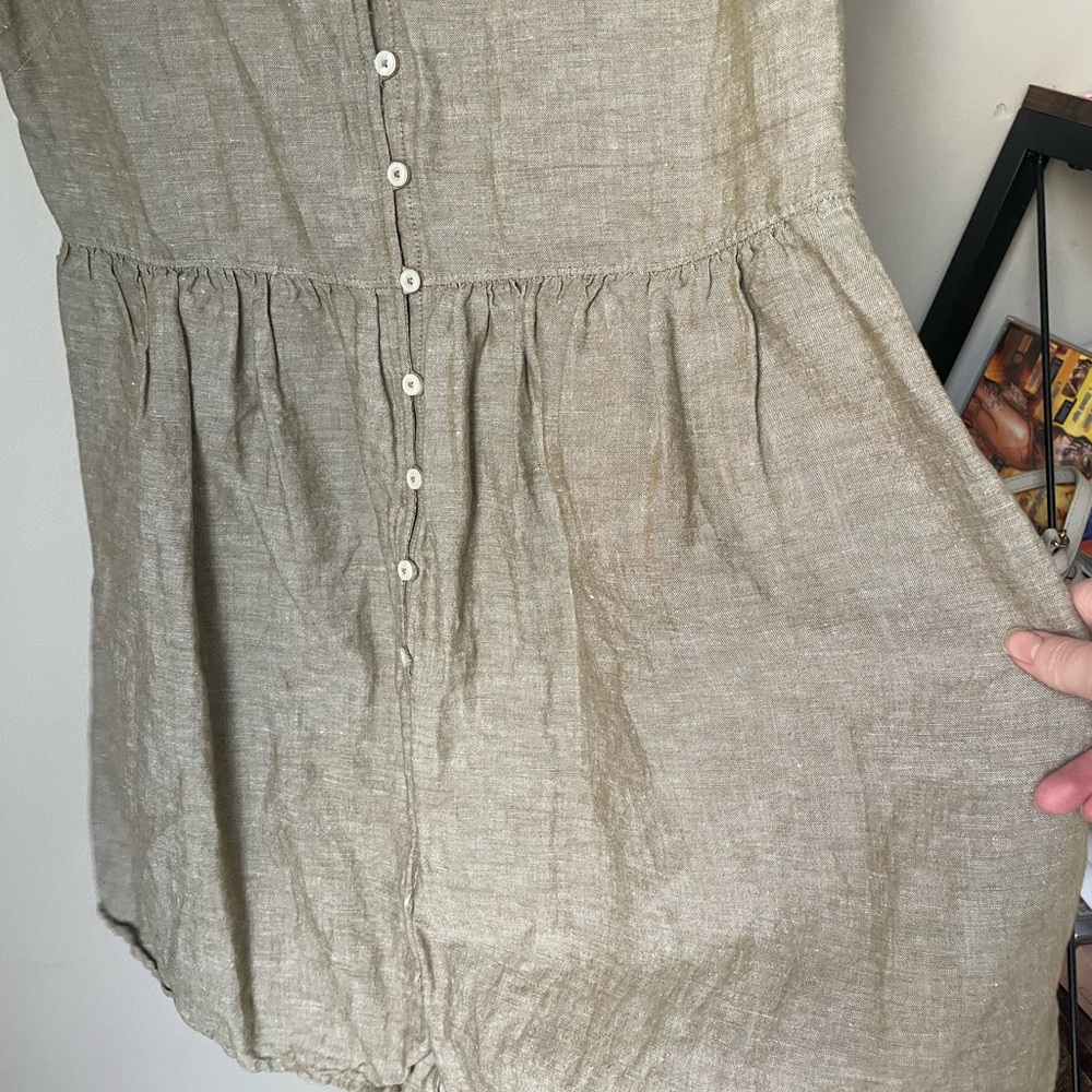 Madewell Linen-Blend Alexandra Button-Front Mini Dress in Olive Branch Size Med - Picture 4 of 8